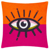 Coussin à boucles All Eyes On You, orange/rose: Orange/Rose / Garni en polyester / 45 x 45 cm