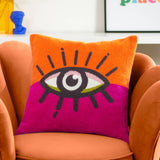 Coussin à boucles All Eyes On You, orange/rose: Orange/Rose / Garni en polyester / 45 x 45 cm