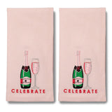 Embroidered napkins CELEBRATE soft pink 45cm Pack of 2