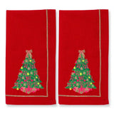 Embroidered napkins Christmas tree red 45cm Pack of 2