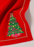 Embroidered napkins Christmas tree red 45cm Pack of 2