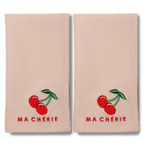 Embroidered napkins MA CHERIE beige 45cm Pack of 2