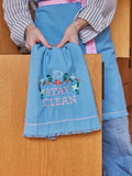 Enzyme washed cotton tea Towel with stay clean print - blue