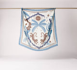 FOULARD LAINE TIGER IN THE PALMERAIE BLEU ORAGE