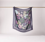 FOULARD LAINE WINTER BLOOM BLEU ORAGE