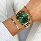 Féroce Petite Watch Steel Green, Gold Colour