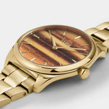 Féroce Petite Watch Steel Tiger's Eye, Gold Colour