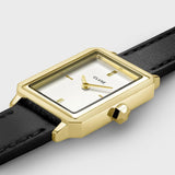 Fluette Watch Double Leather Black, Gold Colour