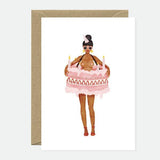 Girl in a cake - Greeting card - Gold foil