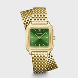 Gracieuze kleine horloge dubbel staal, bosgroen, gouden kleur