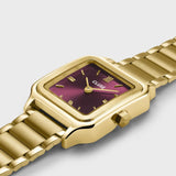 Gracieuse Petite Watch Steel, Dark Cherry, Gold Colour