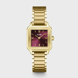 Graceful Petite Watch Steel, Dark Cherry, Gold Color 