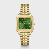 Gracieus horloge staal, bosgroen, gouden kleur