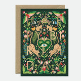 Green Jungle Bday - Greeting card - Gold foil