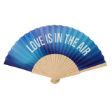 Hand fan ‘love is in the air’ gradient blue