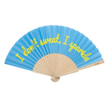 Hand fan '' i donat sweat i sparkle '' blue - glows in the dark