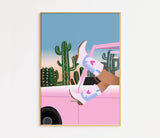 Imprimé "Les Cowgirls sont éternelles" - en rose: Cadre en chêne / A2