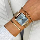 La Tétragone Watch Mesh stones Light Blue, Gold Colour