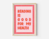 La lecture est bonne pour ma santé impression de livre dessinée à la main: Sans cadre / A2