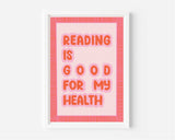 La lecture est bonne pour ma santé impression de livre dessinée à la main: Sans cadre / A2