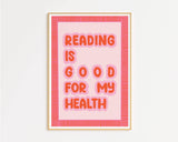 Reading is good for my health impression of hand drawn book: without frame / A2