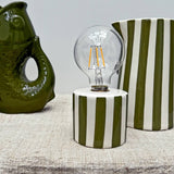 Lampe décorative Rayure kaki à piles D8,8 H17,5cm