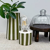 Lampe décorative Rayure kaki à piles D8,8 H17,5cm