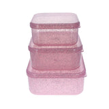 Lot de 3 boîtes à goûter paillettes roses