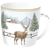 MUG 35CL EN PORCELAINE DANS UNE BOITE METAL WHITE FOREST