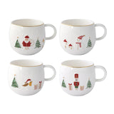 MUGS EN PORCELAINE / 4 DESIGNS AVEC MOTIF EN RELIEF