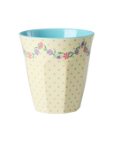 Medium Cup - Cream - Dots and Flowers Print