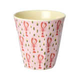 Šalica srednja - ruža - ružičasti tisak jastoga