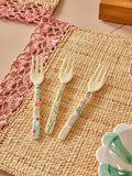 Melamine Cake Fork in 3 Asst. Flower Prints - Single / vendu à l’unité