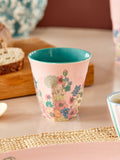 Melamine Cup with Flower Collage Print - Soft Pink Medium - 250 ml