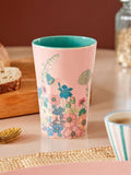 Melamine Cup with Flower Collage Print - Soft Pink - Tall - 400 ml