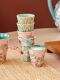 Melamine Espresso Cups with Flowers Print - 6 Pack - 80 ml