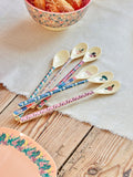 Melamine Latte Spoon with 6 Asst. In New York Minute Prints - Single