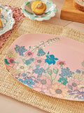 Melamine rectangular plano con estampado de collage de flores - rosa suave