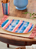 Melamine Rectangular Plate with N.Y. Stripe Print