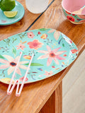 Melamine rectangular flat with SELMA FLOWER PRINT - MINT