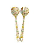 Melamine Salad Spoon and Fork with Flower Power Print