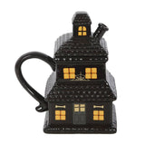 Mug d'Halloween avec couvercle en forme de maison hantée noire
