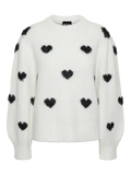 PCRINA LS O-NECK HEART KNIT BC