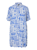 PCSAYLOR SS SHIRT WVN DRESS FC I Birch_Blue tile print