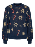 PCSUGAR LS O-Neck XMAS KNIT