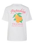 PCSUMMER SS PRINTED T-SHIRT JRS BC I Bright White PARADISE ORANGES