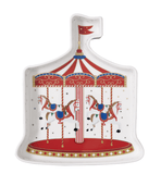 PLAT EN FORME DE CAROUSSEL 23.5X20 CM EN PORCELAINE EN BOITE CADEAU