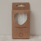 Pailles cœurs en verre 13 cm en lot de 4