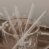 Pailles cœurs en verre 13 cm en lot de 4