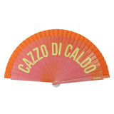 Painted hand fan ‘cazzo di caldo’ orange gradient
